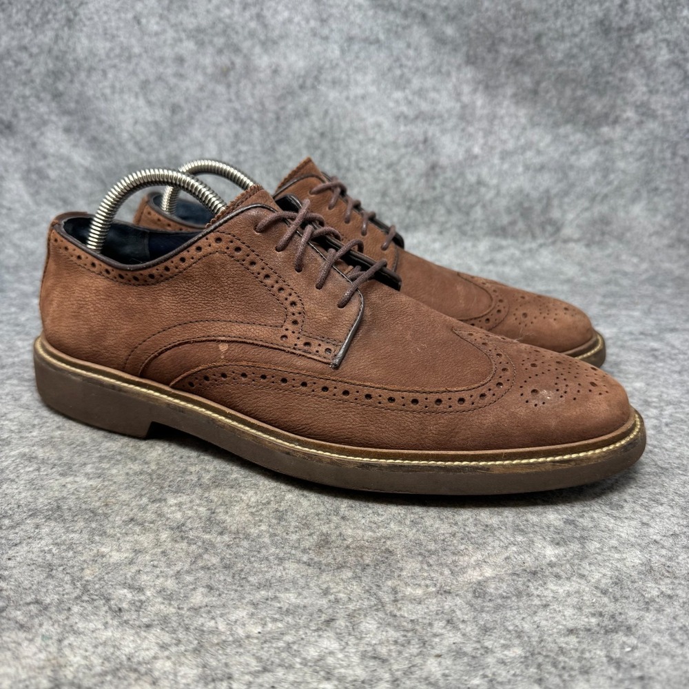 Cole Haan Wingtip Brogue Oxford Shoes Mens 9.5 Shoe Brown Suede Lace Up Preppy